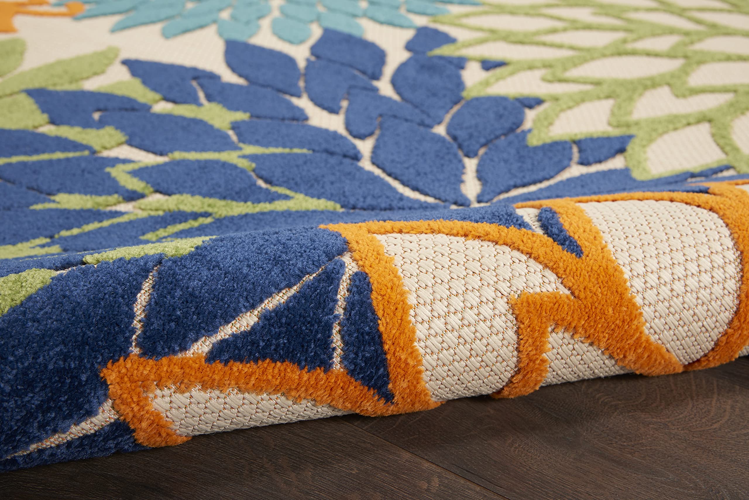 HomeRoots Multicolor 100% Polypropylene 2’ x 10' Orange Floral Outdoor Runner Rug