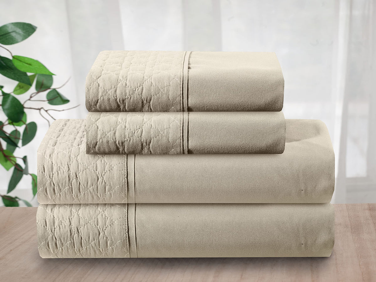 Elegant Comfort Luxury Soft Coziest 4-Piece Bed Sheet Set 1500 Thread Count Egyptian Quality Wrinkle Resistant Beautiful Quilted