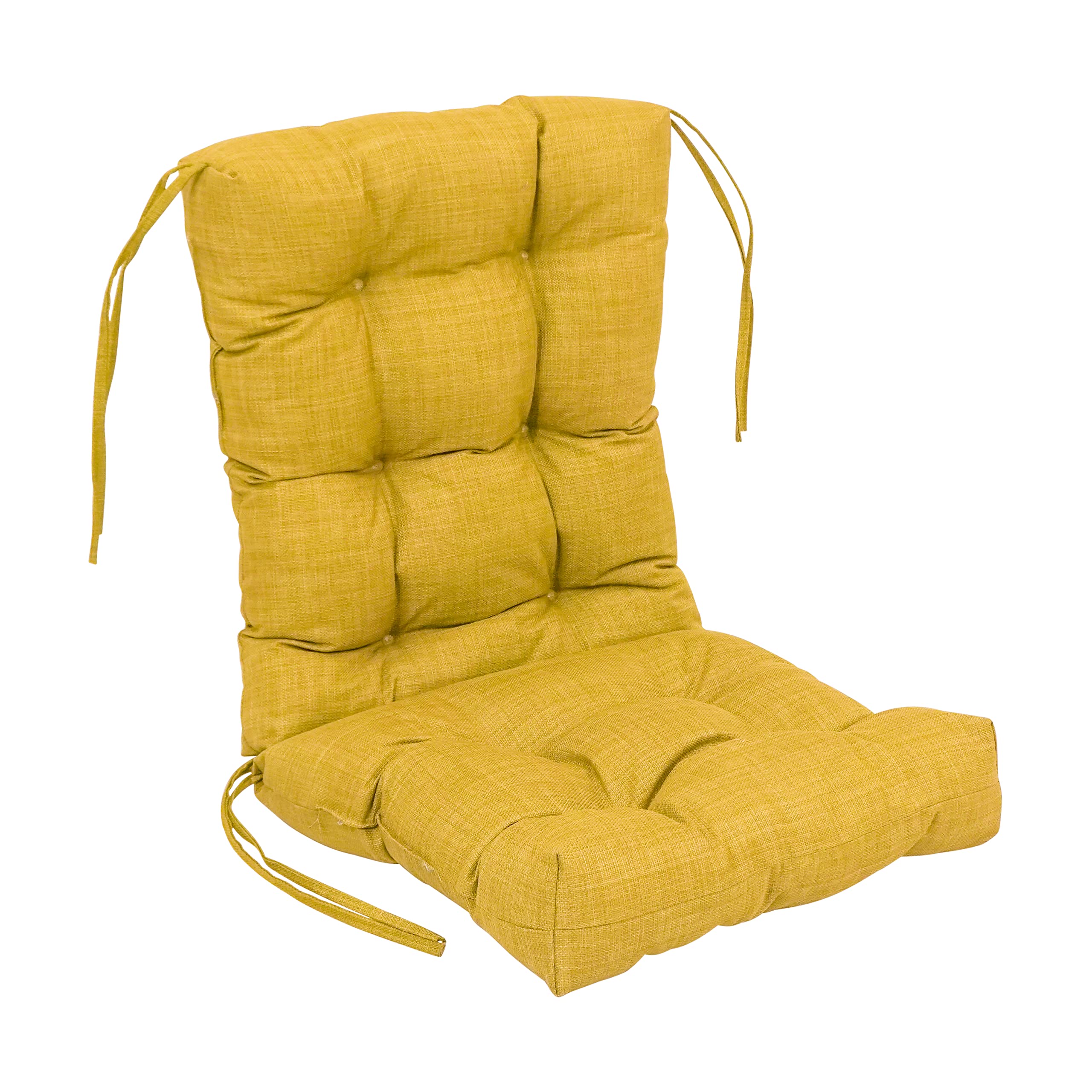 Blazing Needles Indoor/Outdoor Tufted Seat/Back Chair Cushion, 18 x 38, Lemon