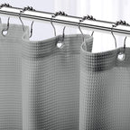 Neaterize Shower Curtain Grey - Hotel Style Grey Shower Curtains For Bathroom With Waffle Design, 72X72 Inches - Fabric Shower C
