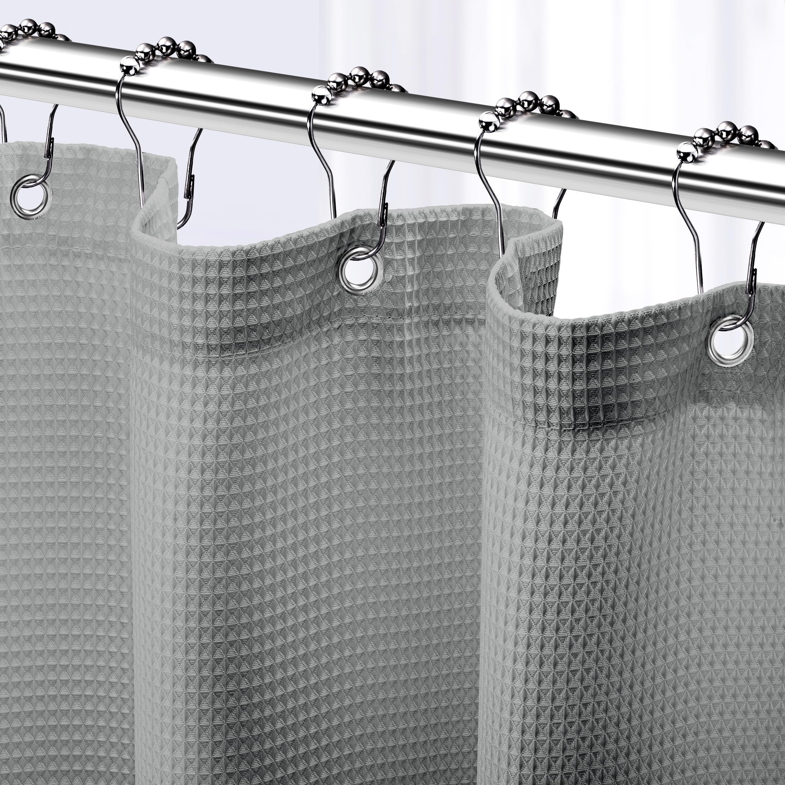 Neaterize Shower Curtain Grey - Hotel Style Grey Shower Curtains For Bathroom With Waffle Design, 72X72 Inches - Fabric Shower C