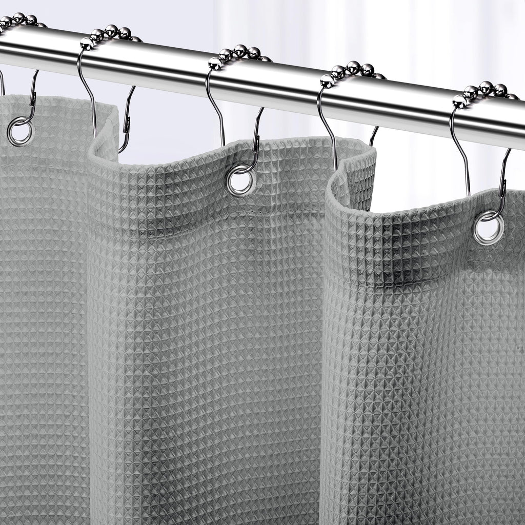 Neaterize Shower Curtain Grey - Hotel Style Grey Shower Curtains For Bathroom With Waffle Design, 72X78 Inches - Fabric Shower C