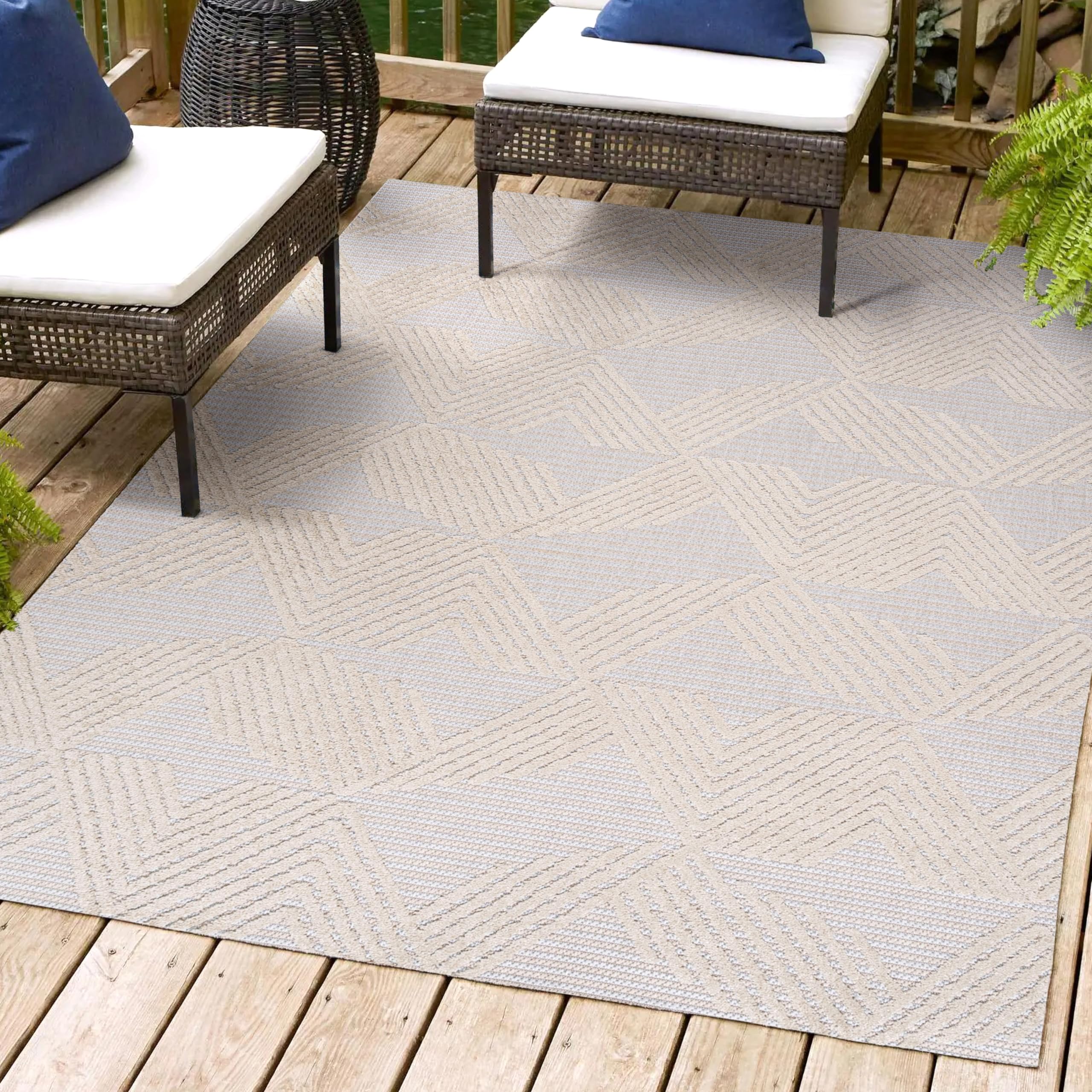 Jonathan Y Sbh106B-3 Jazz High-Low Pile Art Deco Geometric Indoor Outdoor Area-Rug Bohemian Contemporary Easy-Cleaning Bedroom K