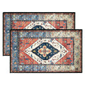 2 Pcs Washable Indoor Doormat 18 x 30 Non Slip Retro Floor Mat Area Rug Absorbent Entrance Rug Distressed Rug, Accent Throw Rug 