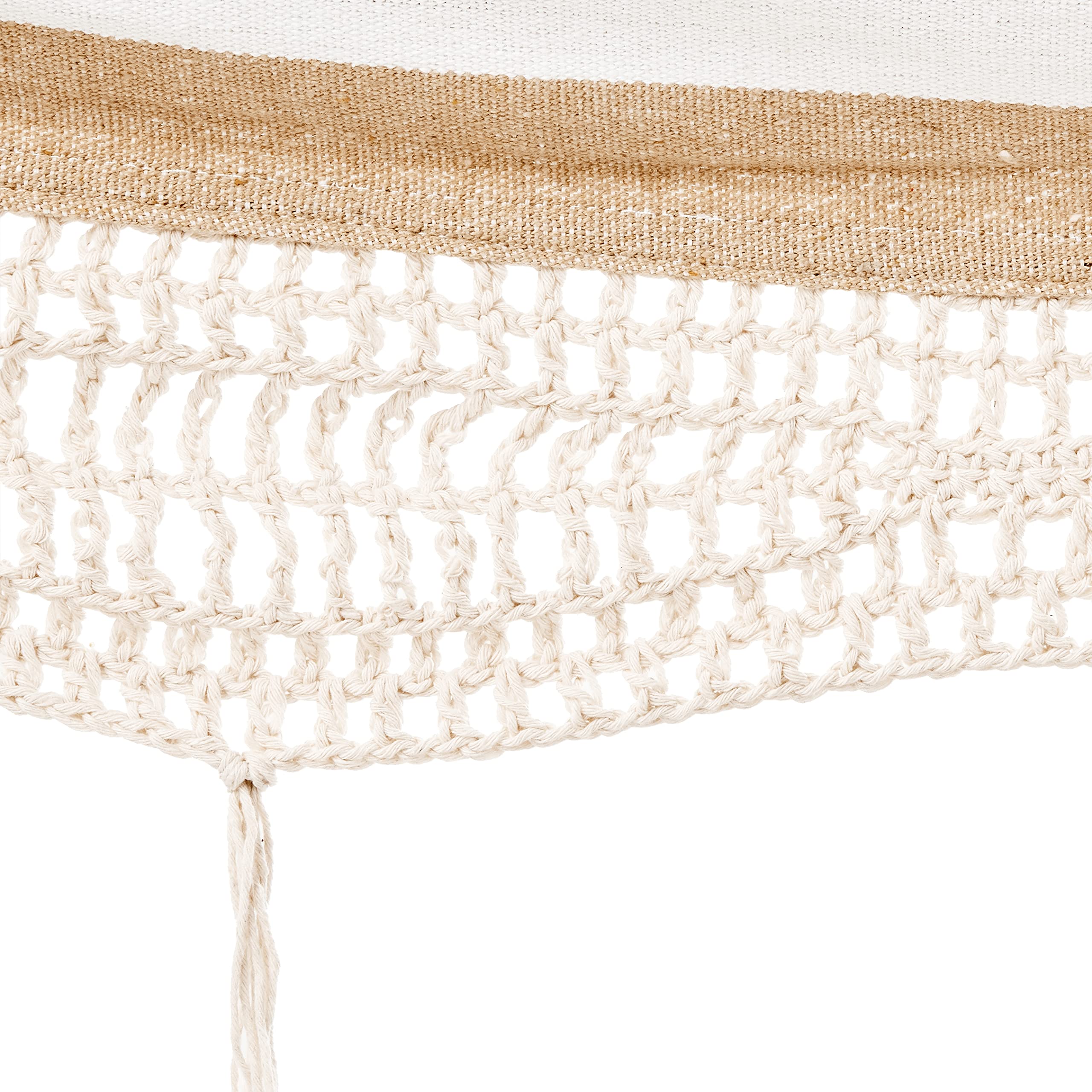 Amazon Basics Double Hammock With 9-Foot Space Saving Steel Stand And Carrying Case, 450 Lb Capacity, Beige Stripe With Lace, 110 X 47 X 43 Inches