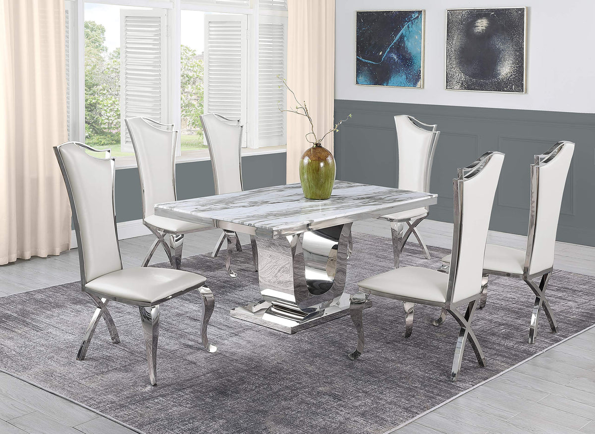 Furniture D14-6Sc34 Dining Set, White