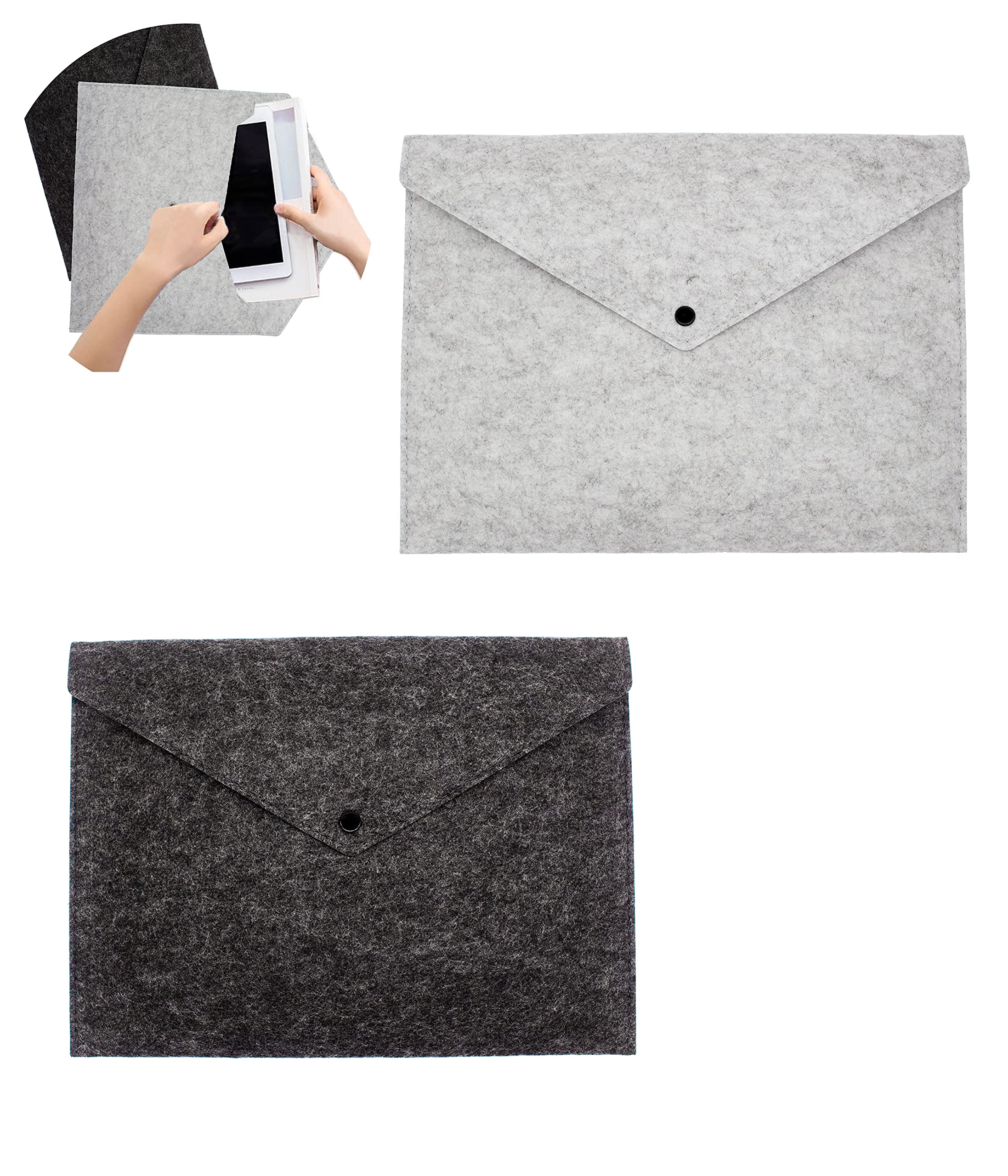 A5 Folder Briefcase, 2 Felt Folders Portable Envelope Folder Storage Bag A4 Size Folders For Office, Business, School Supplies (