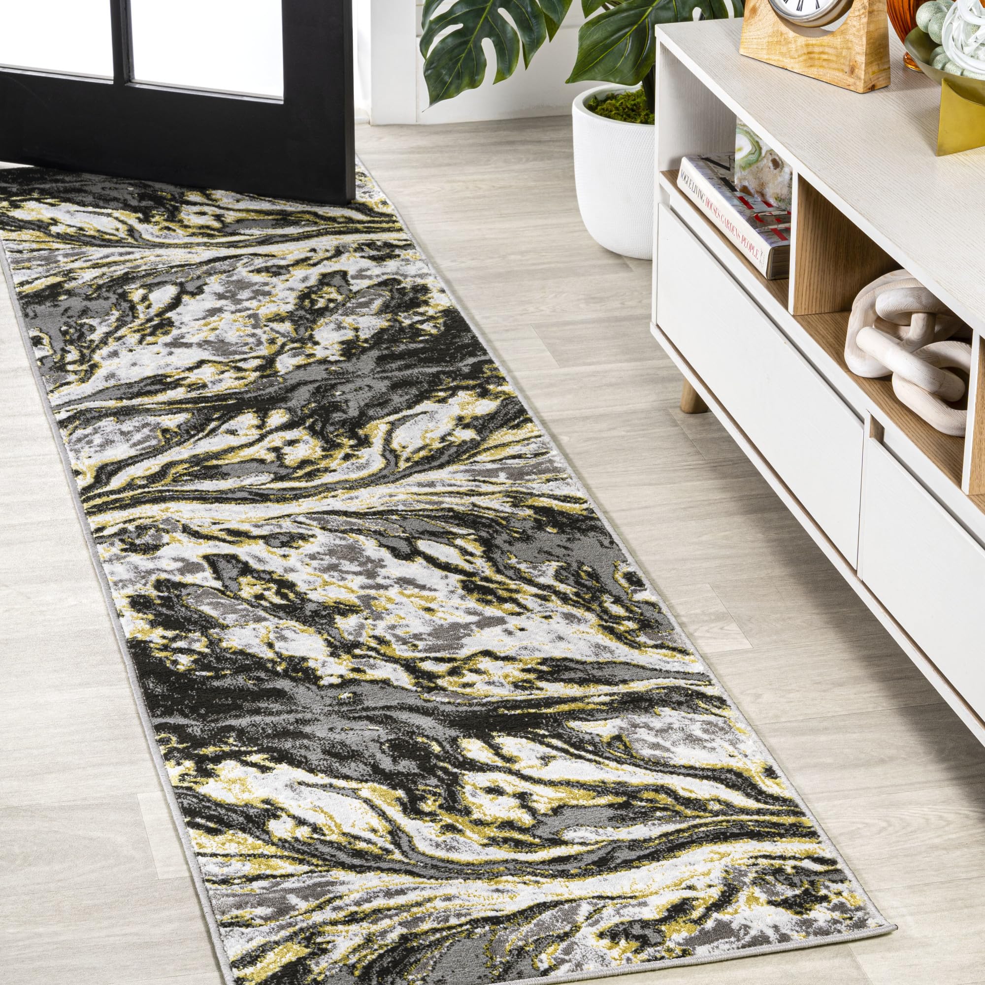 JONATHAN Y SOR203D-210 Swirl Marbled Abstract Indoor Runner-Rug, Casual, Contemporary, Transitional Easy-Cleaning,Bedroom,Kitche