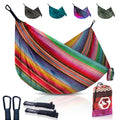 Foxelli Camping Hammock - Lightweight Parachute Nylon Portable Hammock with Tree Ropes and Carabiners, Perfect for Outdoors, Bac