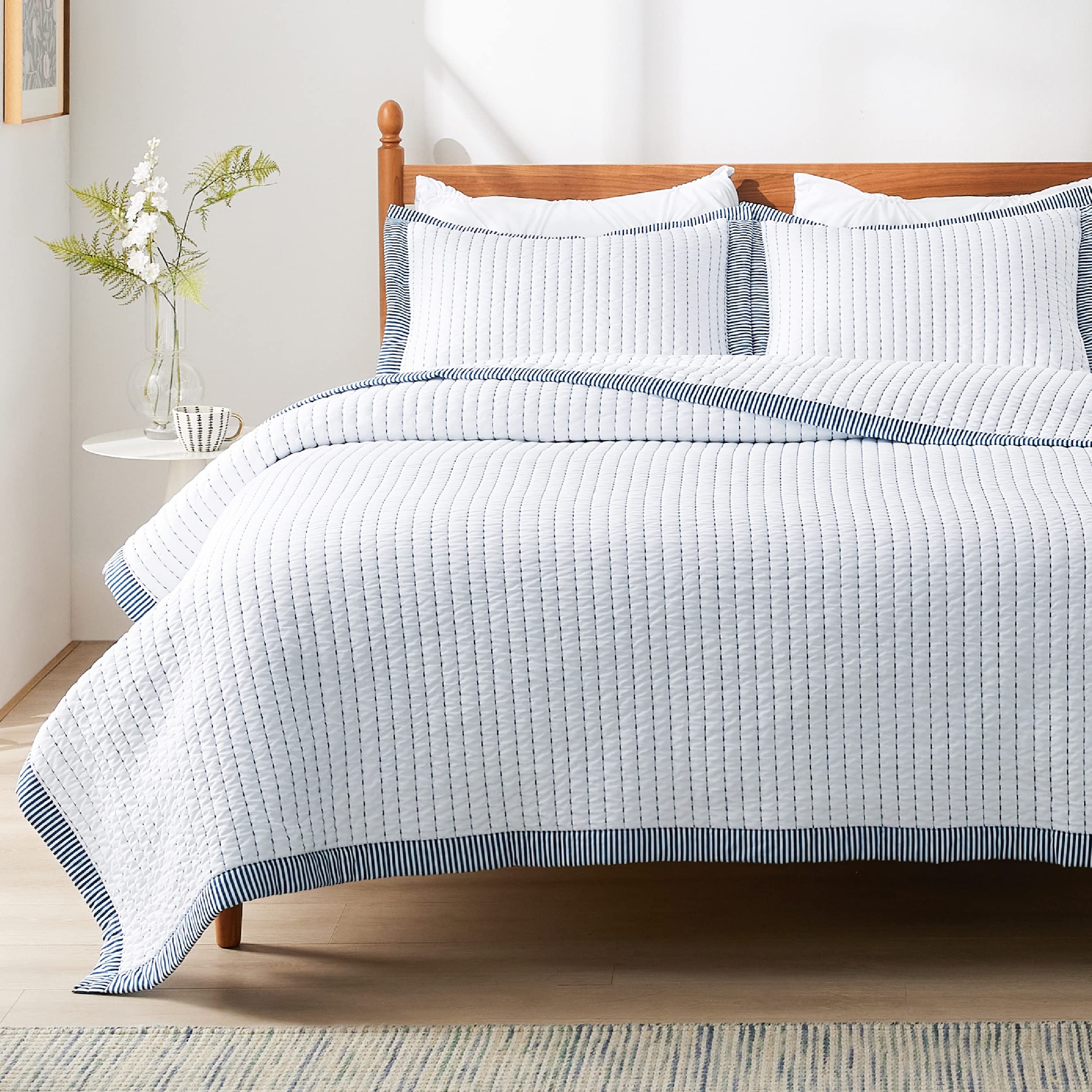 Bedsure White Bedspread Coverlet King Size - Lightweight Soft Quilt Bedding Set For All Seasons, Corduroy Pattern Quilt Set, 3 P