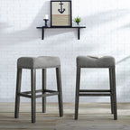 Coco Upholstered Backless Saddle Seat Bar Stools 29 Height Set Of 2, Gray