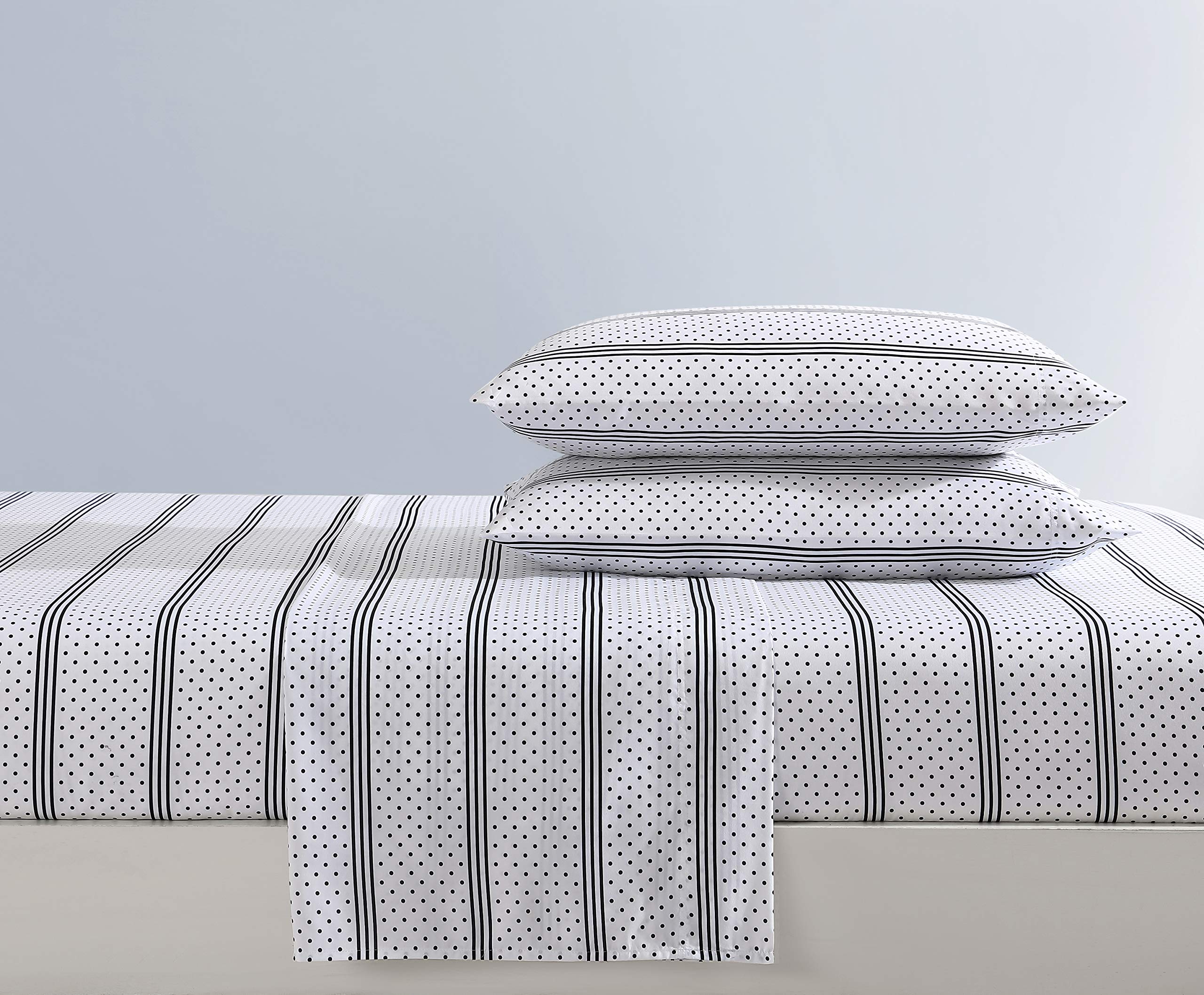 Betsey Johnson - King Sheets, Silky & Lightweight Bedding, Fade & Wrinkle Resistant (Dots & Stripe, King)