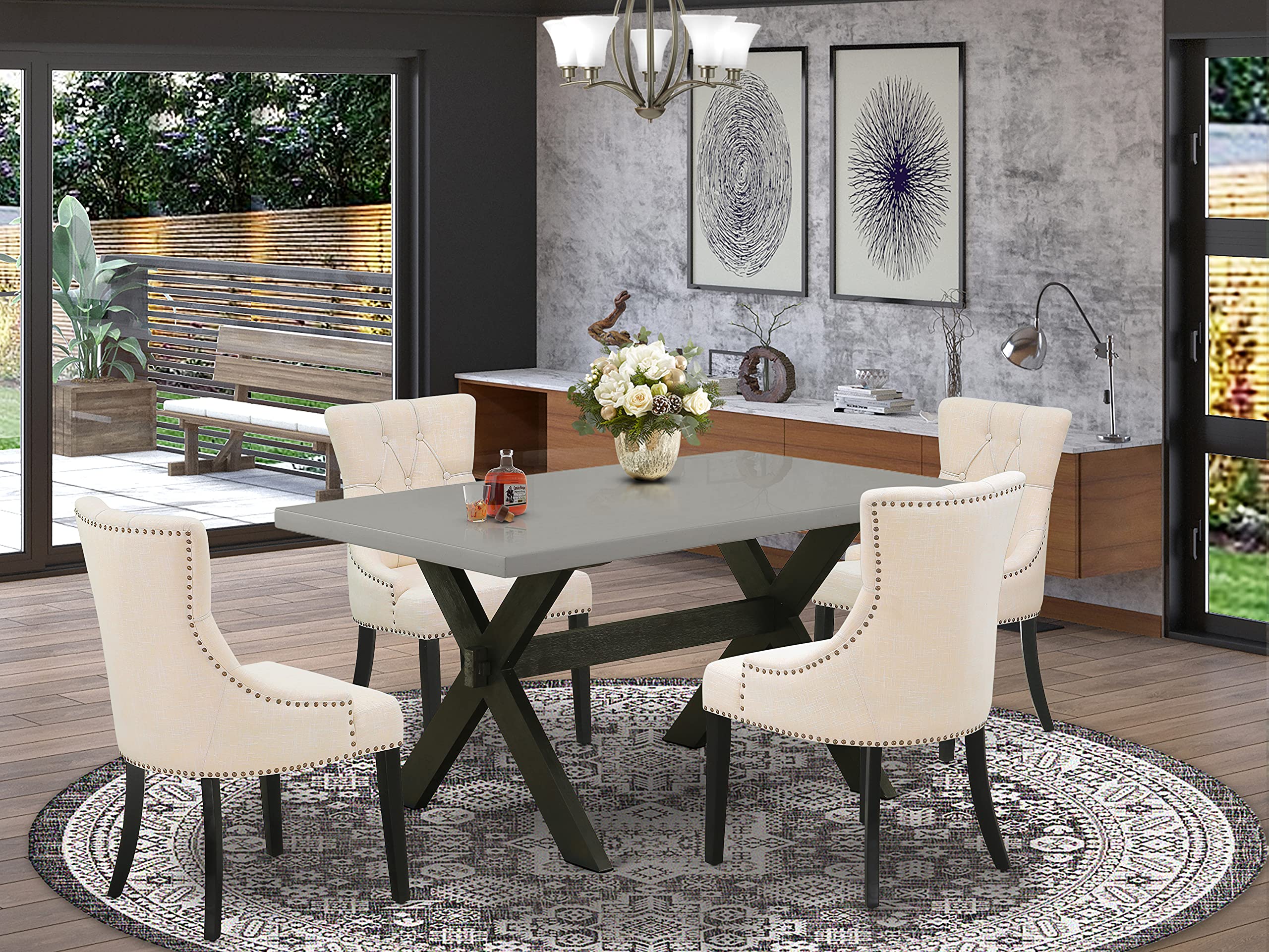 East West Furniture Kitchen Table Set, 36X60 Inch, X696Fr102-5