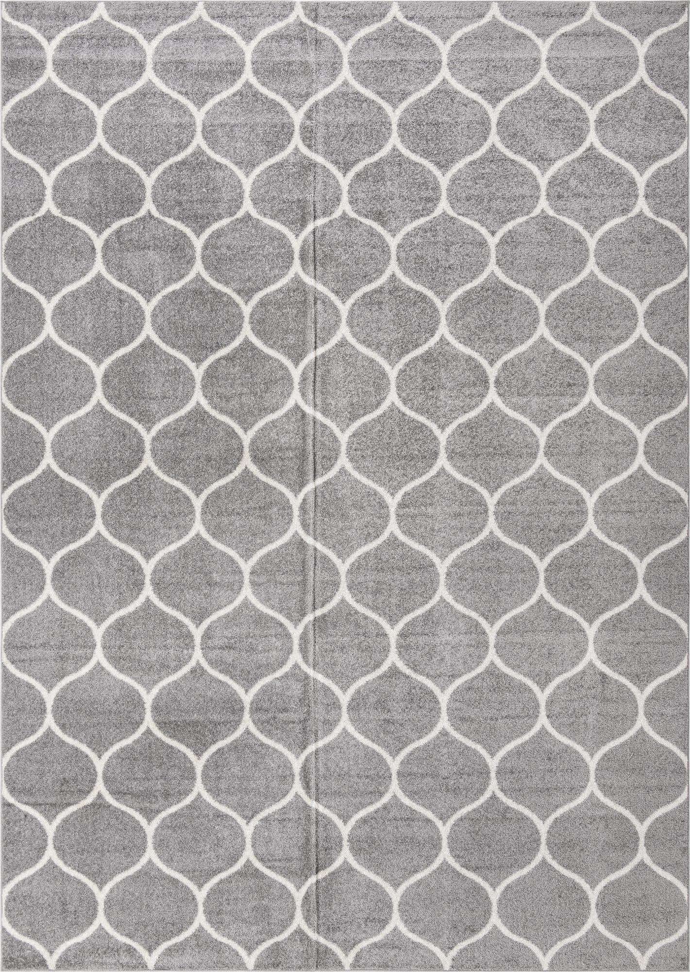 Unique Loom Trellis Frieze Collection Area Rug - Rounded (10 x 14 1, Light Gray/ Ivory)
