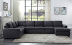 Lilola Home Tifton Modular Sectional Sofa with Reversible Chaise in Dark Gray Linen