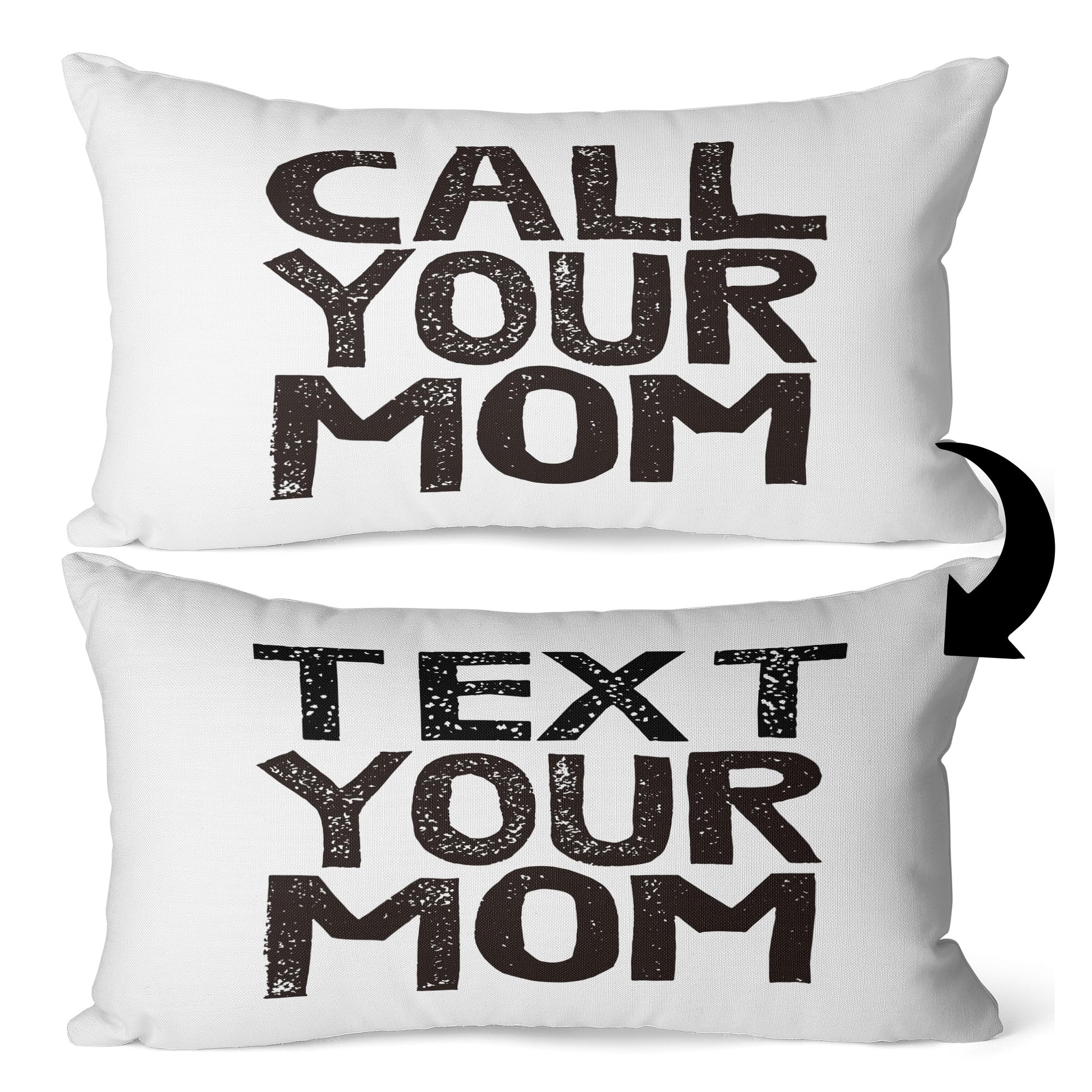 Siusue Funny Call Your Mom Text Your Mom Reversible Throw Pillow Cover Case, For Daughter, Son Gifts, Dorm Room Accessories Grad