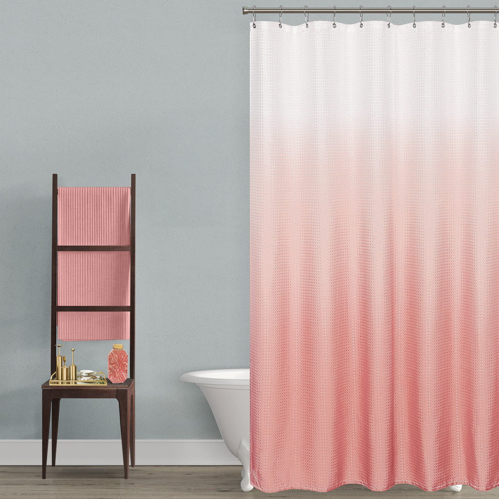 Mrs.Naturall Pink Blush Shower Curtains For Bathroom Cute Teen Girls Kids Shower Curtain Sets White And Pink Boho Ombre Rose Gol