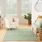 Nourison Positano Indoor/Outdoor Blue Green 7' X 10' Area Rug, Easy Cleaning, Non Shedding, Bed Room, Living Room, Dining Room, Deck, Backyard, Patio (7X10)