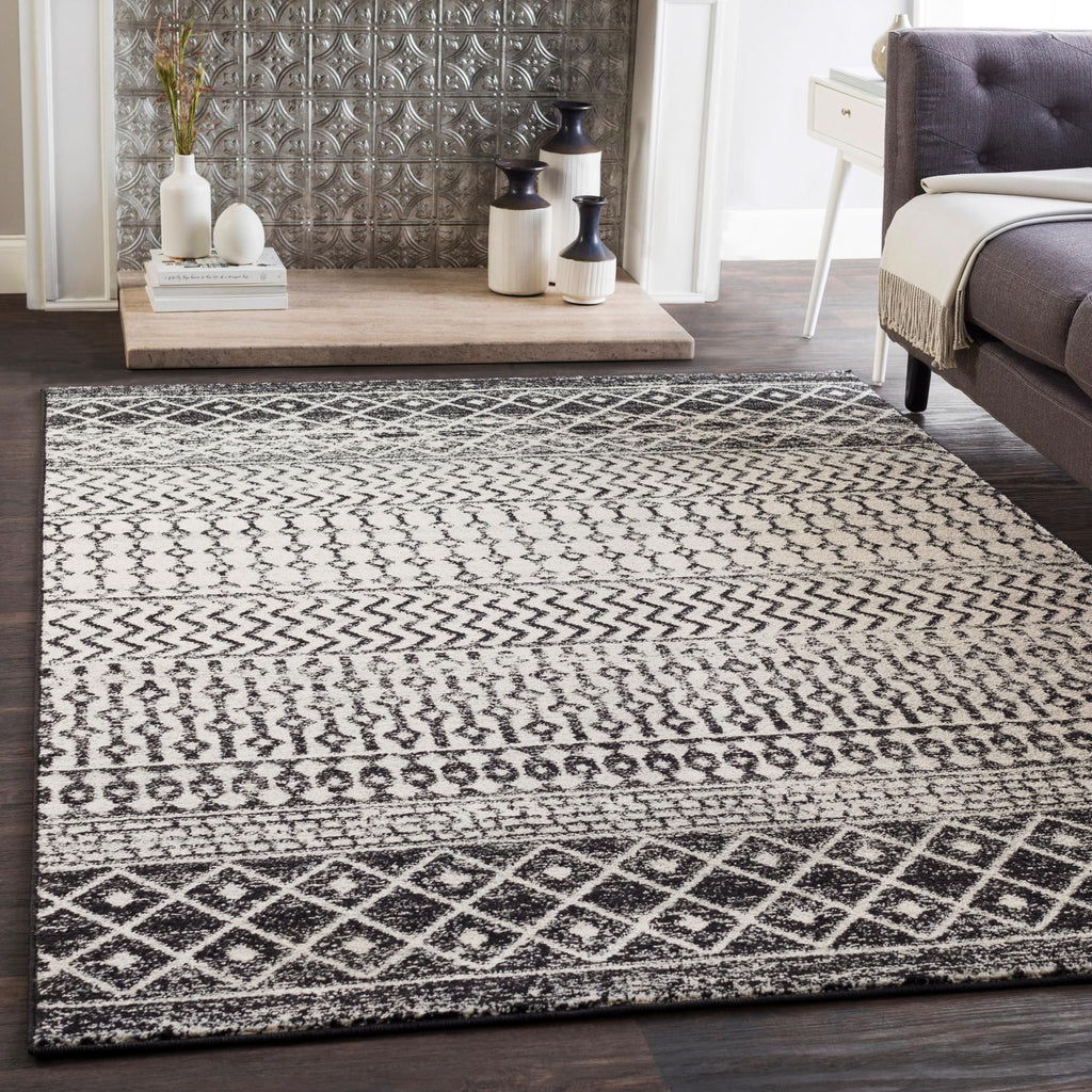 Livabliss Chester Boho Moroccan Area Rug,9' x 12'6'',Black