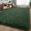 Larhom Fluffy Area Rugs for Living Room Bedroom, 4x6 Dark Green Ultra Soft Plush Fuzzy Rug, Anti-Skid Indoor Carpet Nursery Rugs