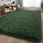 Larhom Fluffy Area Rugs for Living Room Bedroom, 4x6 Dark Green Ultra Soft Plush Fuzzy Rug, Anti-Skid Indoor Carpet Nursery Rugs