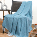 Rajrang Aqua Blue Throw Blanket With Boho Tassel - 50X60 Inch Super Soft 100% Cotton Warm Decorative Farmhouse Throw For Sofa, C