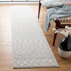 SAFAVIEH Tulum Collection Runner Rug - 2 x 17, Ivory & Light Grey, Moroccan Boho Distressed Design, Non-Shedding & Easy Care, 