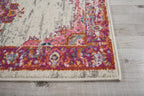 Nourison Passion Ivory/Fuchsia 2'2'' X 7'6'' Area-Rug, Boho, Traditional, Easy-Cleaning, Non Shedding, Bed Room, Living Room, Ha