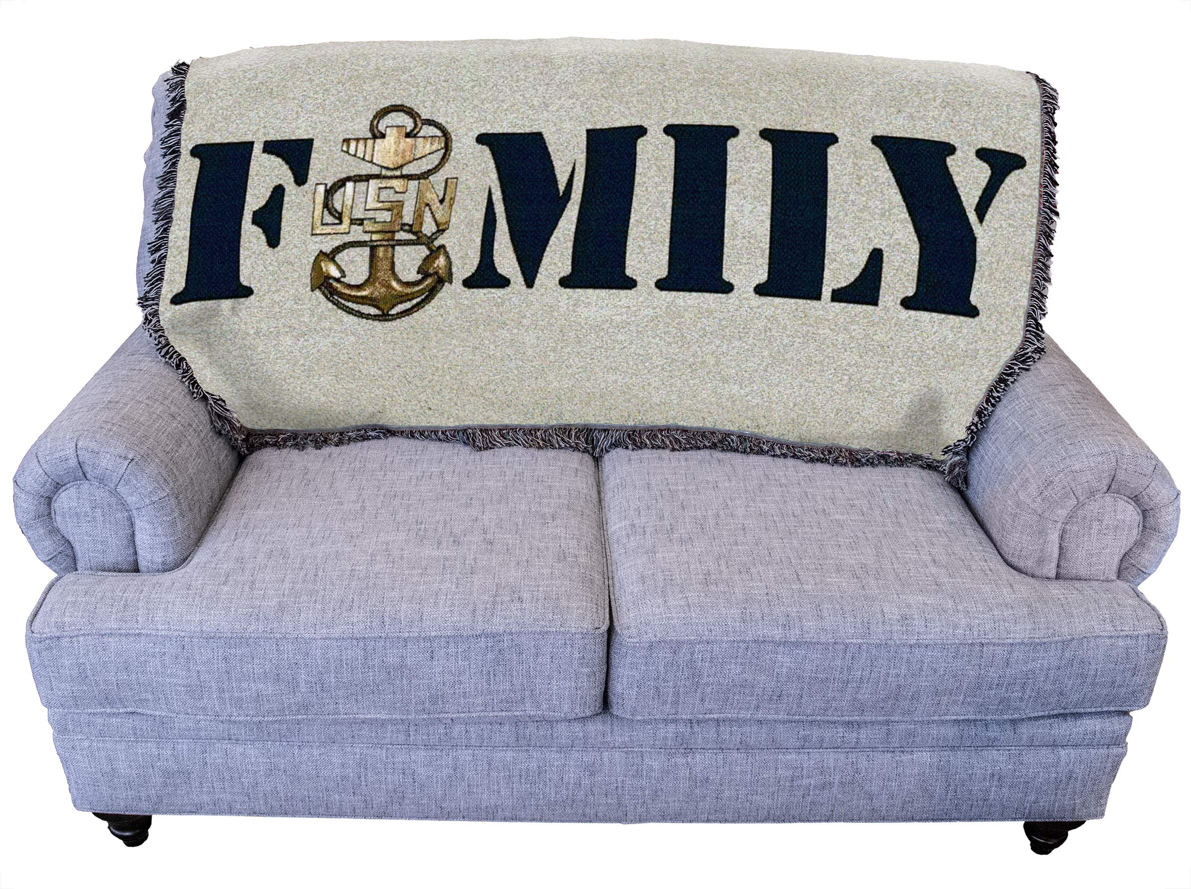 Pure Country Weavers Pcw - Us Navy - Family Blanket - Gift Military Tapestry Throw For Back Of Couch Or Sofa - Woven From Cotton