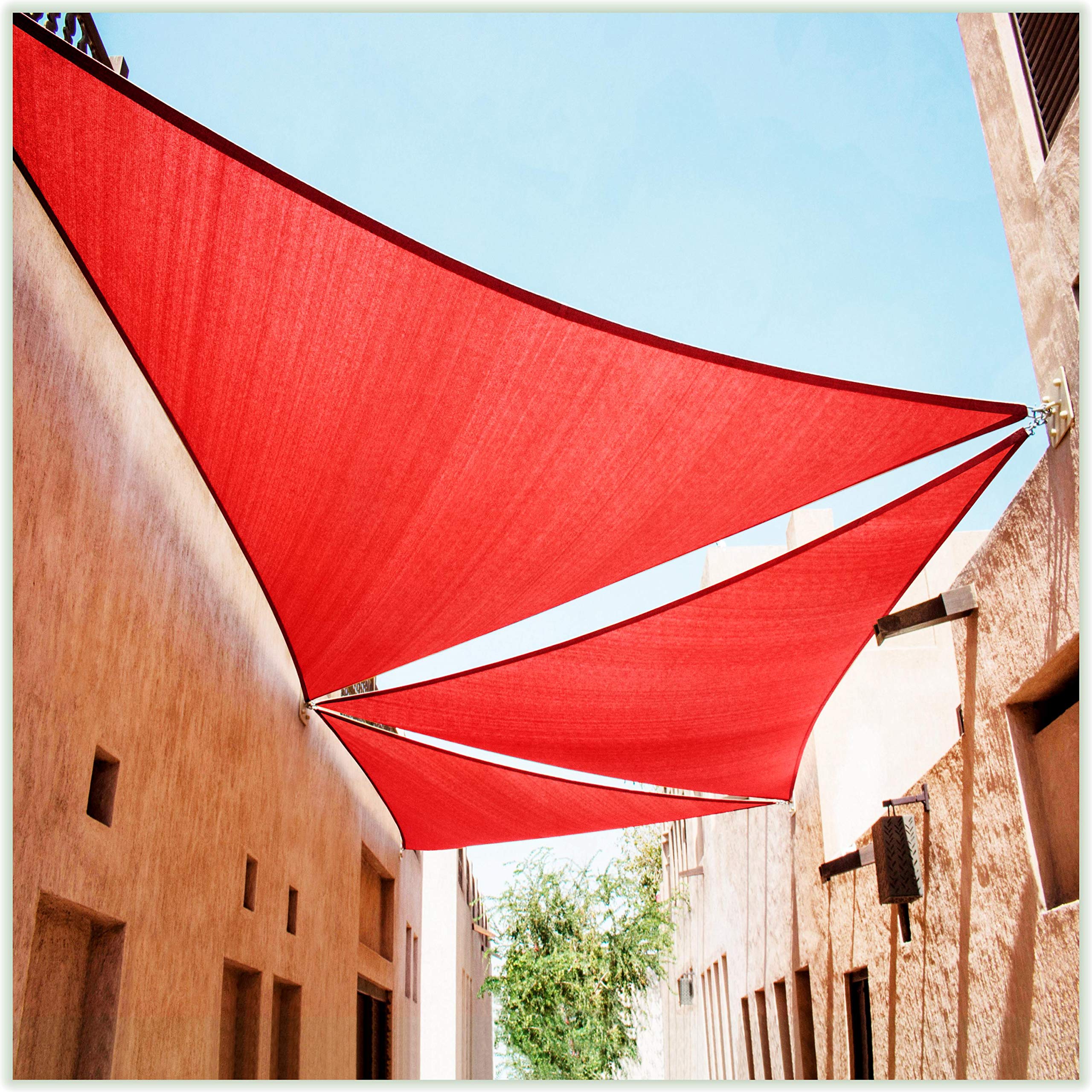 Colourtree Custom Size Ctapt10 Order To Make 7' X 7' X 7' Red Triangle Sun Shade Sail Canopy Mesh Fabric Uv Block Upf50 - Commer