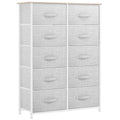 Dwvo 10 Drawers Dresser, Fabric Dresser For Living Room, Tall Chest Organizer Unit For Living Room, Hallway