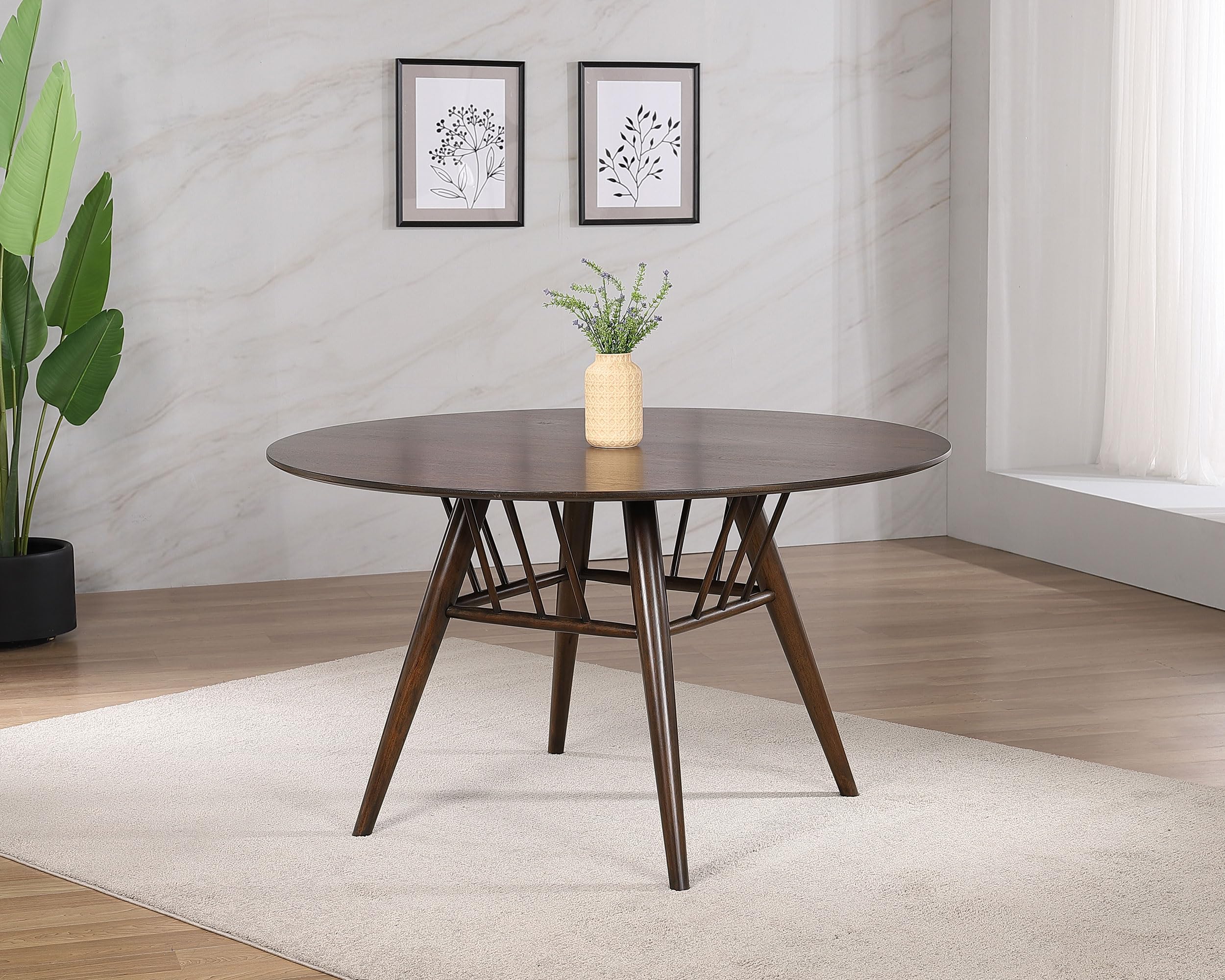 Coaster Home Furnishings Everton Round 53-inch Wood Dining Table Dark Walnut