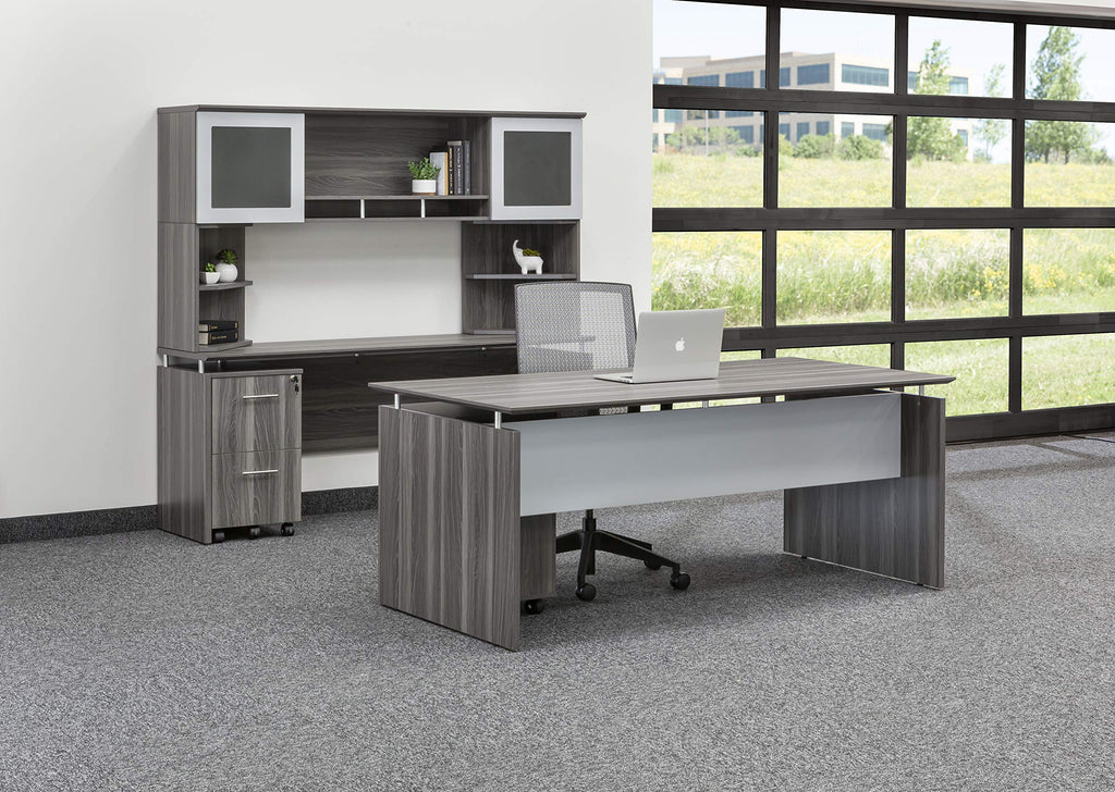 Mayline MNDS72LGS Medina Straight Edge Desk, 72 in, Gray Steel Laminate