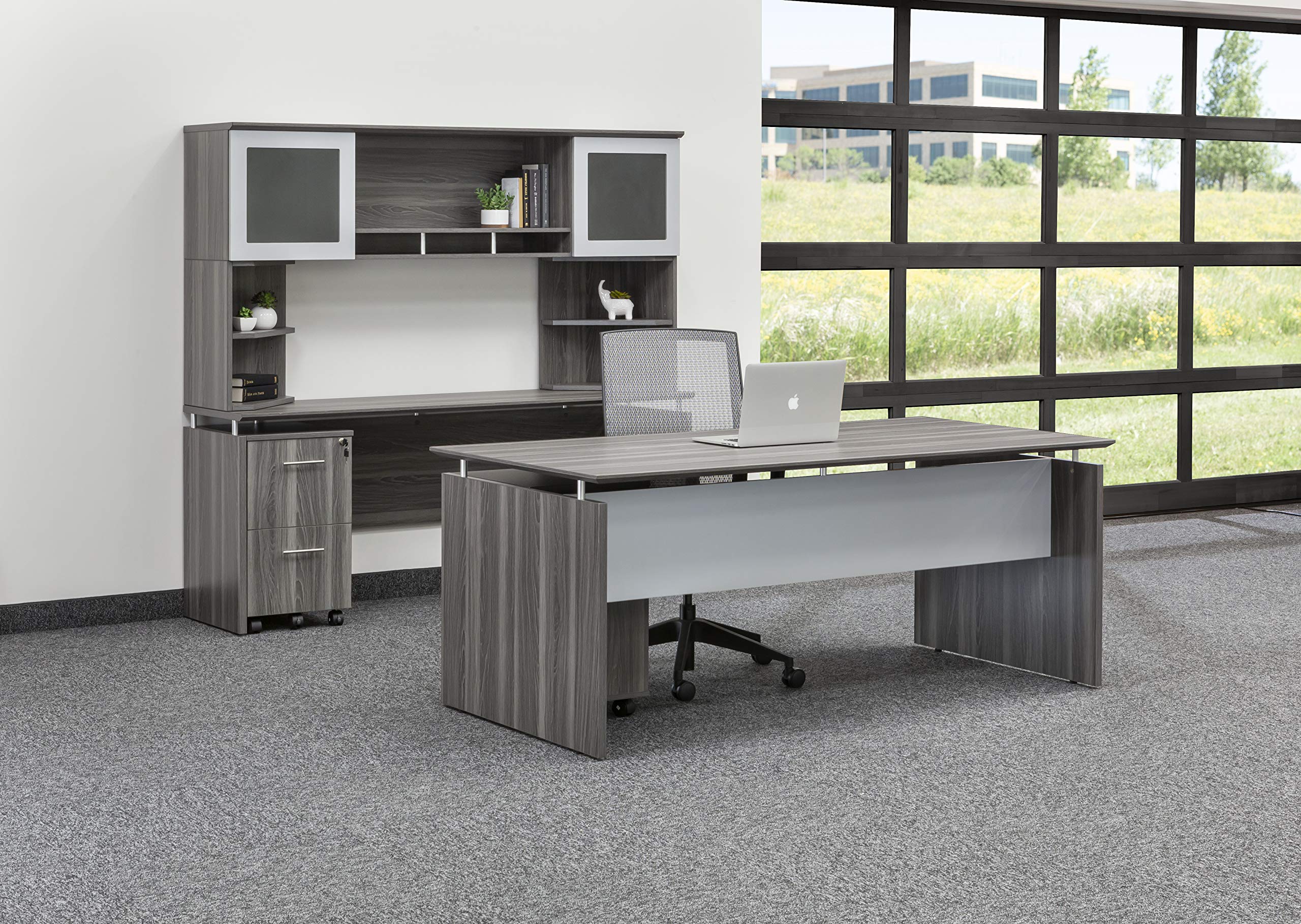 Mayline MNDS72LGS Medina Straight Edge Desk, 72 in, Gray Steel Laminate