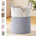 SunNewt 100L Extra Large Tall Cotton Rope Laundry Basket with Handles, Grey