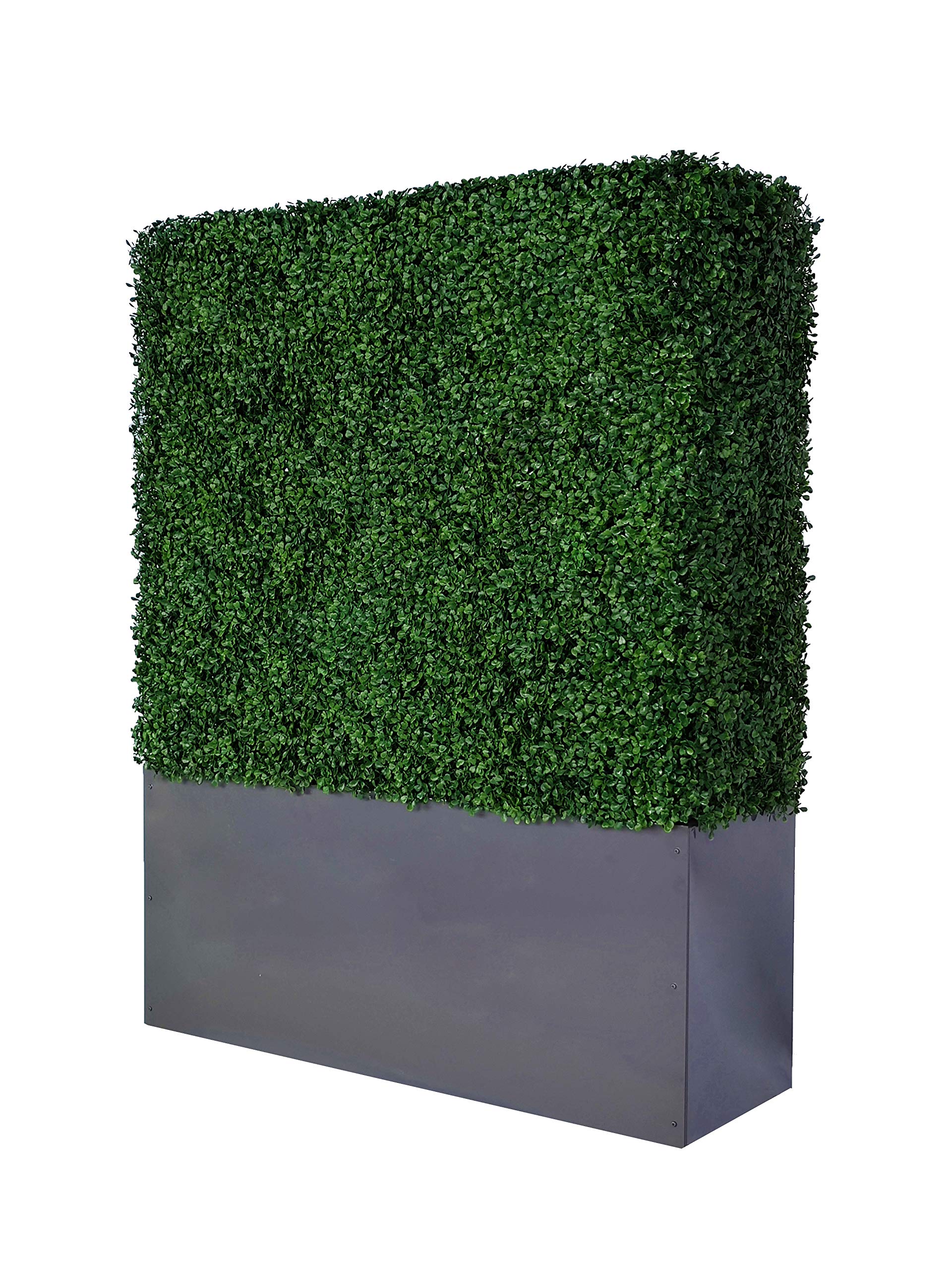 Agpl Artificial Hedge Wall (38' Width* 12' Deep* 48' Height) With Dark Gray Stainless Steel Planter Box (48.0)