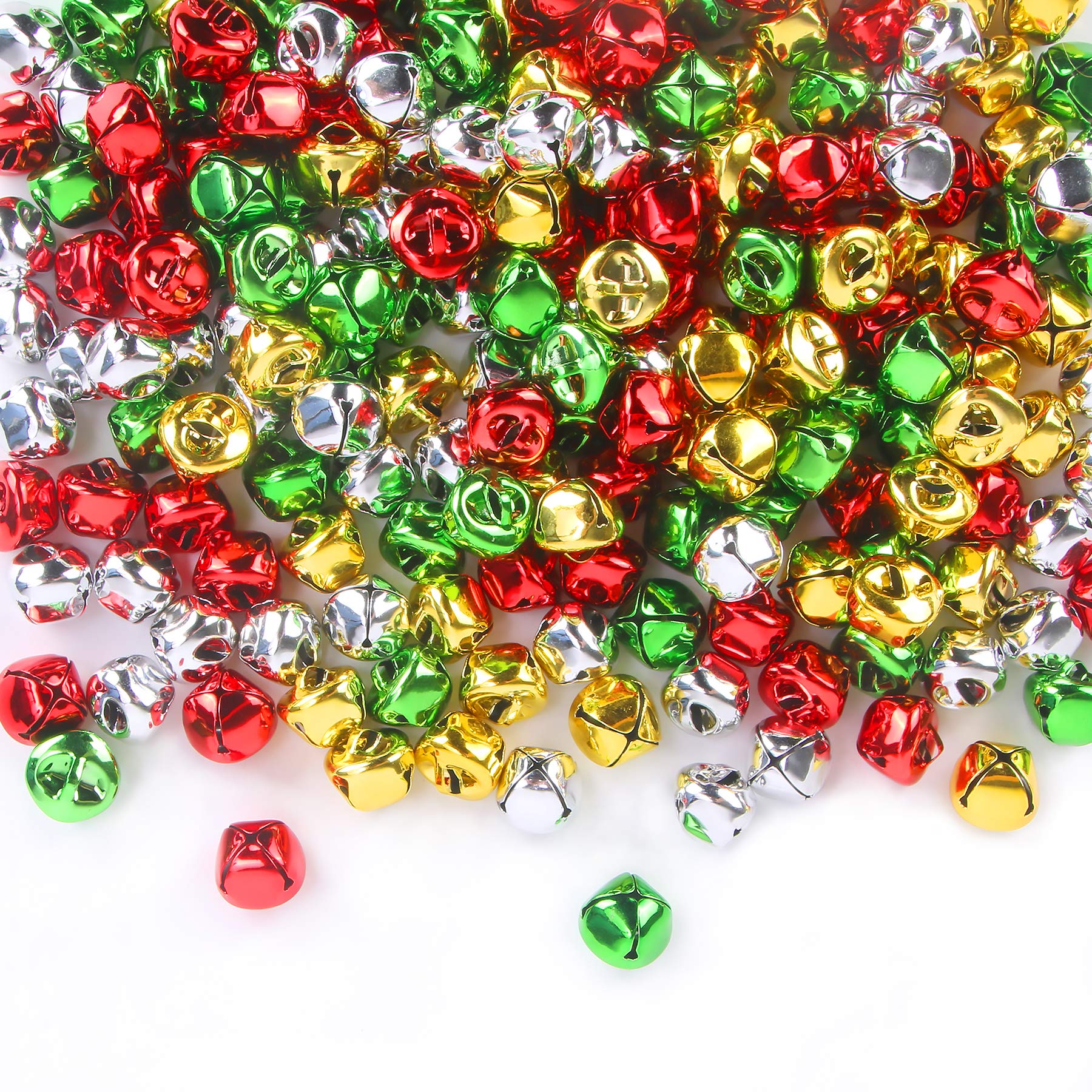 Augshy 200 Pieces Jingle Bells 3/5Inch Craft Bell Bulk for Christmas Home and Pet Decorations Xmas Decor Party Favors Supplies (