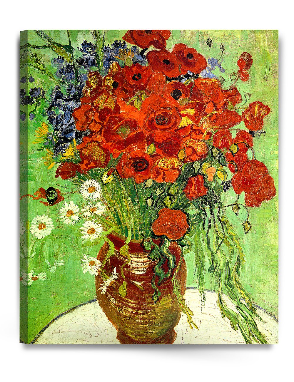 DECORARTS - Red Poppies and Daisies, Vincent Van Gogh Reproductions. Giclee Canvas Print Wall Art for Home Wall Decor. 24x30x1.5