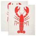 GMIcr  atifs Swedish Dishcloths 2 Pack Red Lobster Print Reusable Sponges Kitchen Cleaning Cloth Dish Scrubber, Machine Washable