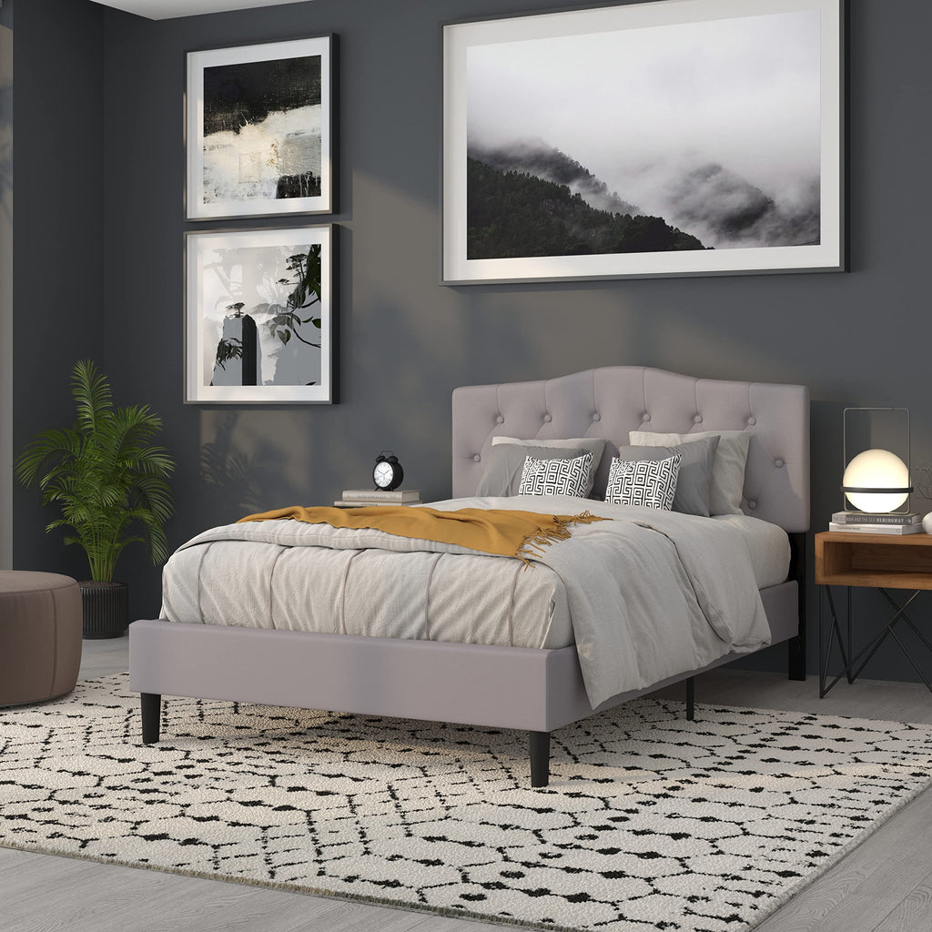 Flash Furniture Cambridge Tufted Upholstered Full Size Headboard In Light Gray Fabric