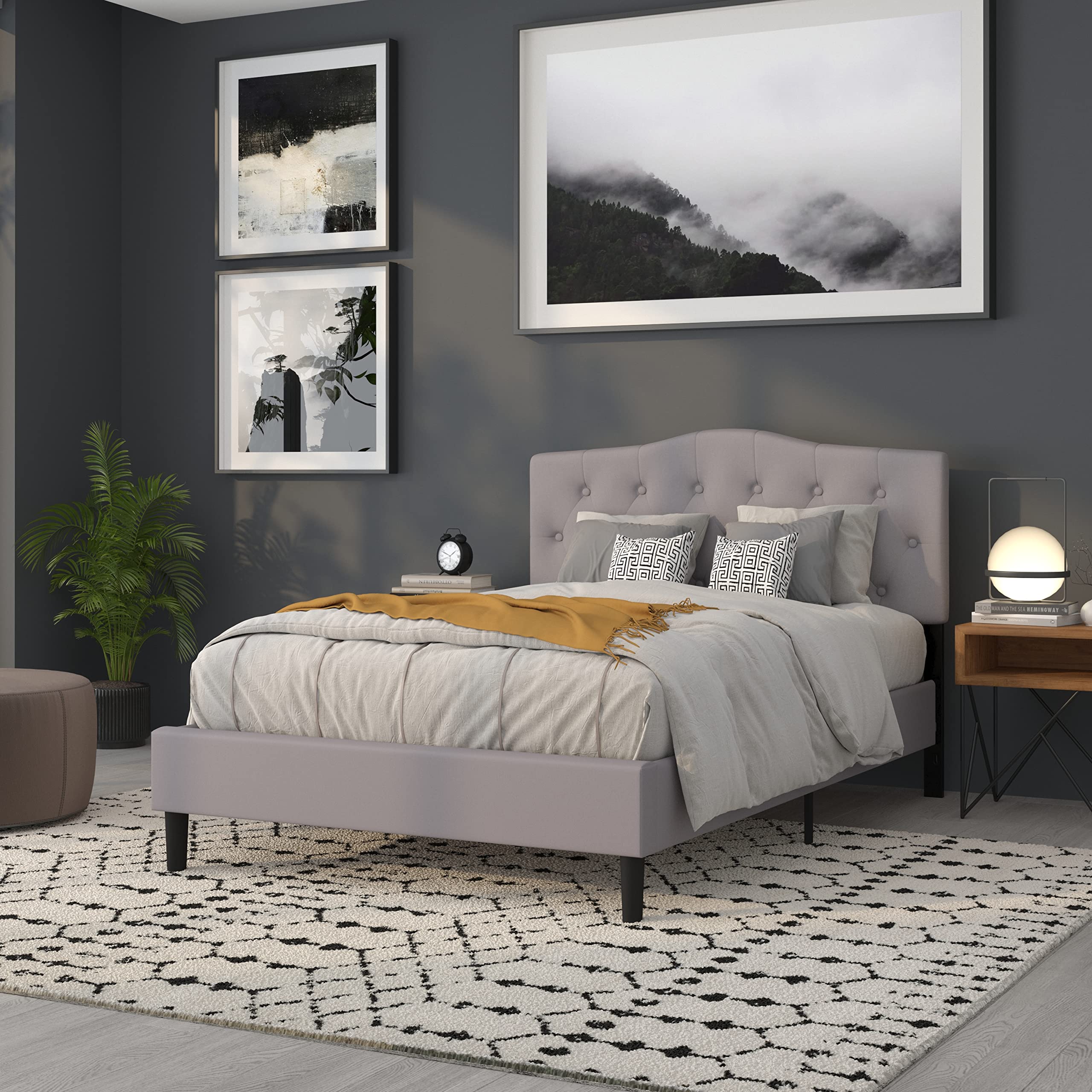 Flash Furniture Cambridge Tufted Upholstered Full Size Headboard In Light Gray Fabric