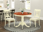 East West Furniture ANPL3-WHI-C 3 Piece Dining Table Set for Small Spaces Contains a Round Kitchen Table with Pedestal and 2 Linen Fabric Kitchen Dining Chairs, 36x36 Inch, Buttermilk & Cherry