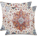 Gujiahone Outdoor Waterproof Pillow Covers 18 X 18 Inch Set Of 2 Blue Orange Bohemian Vintage Carpet Pattern Pillow Covers Ethni