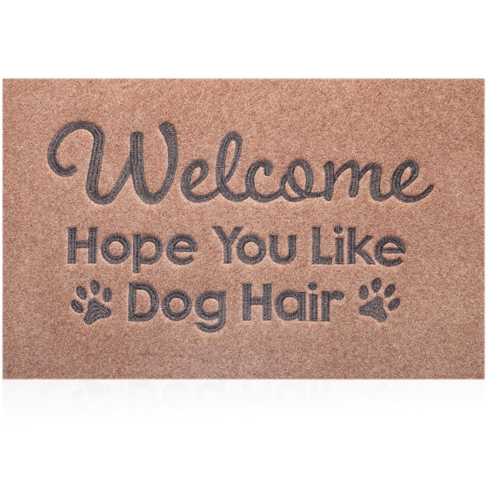 Welcome Mats for Front Door Hope You Like Dog Hair Doormat, Natural Rubber Non Slip Back Mat Indoor Funny Dog Mats for Home Deco