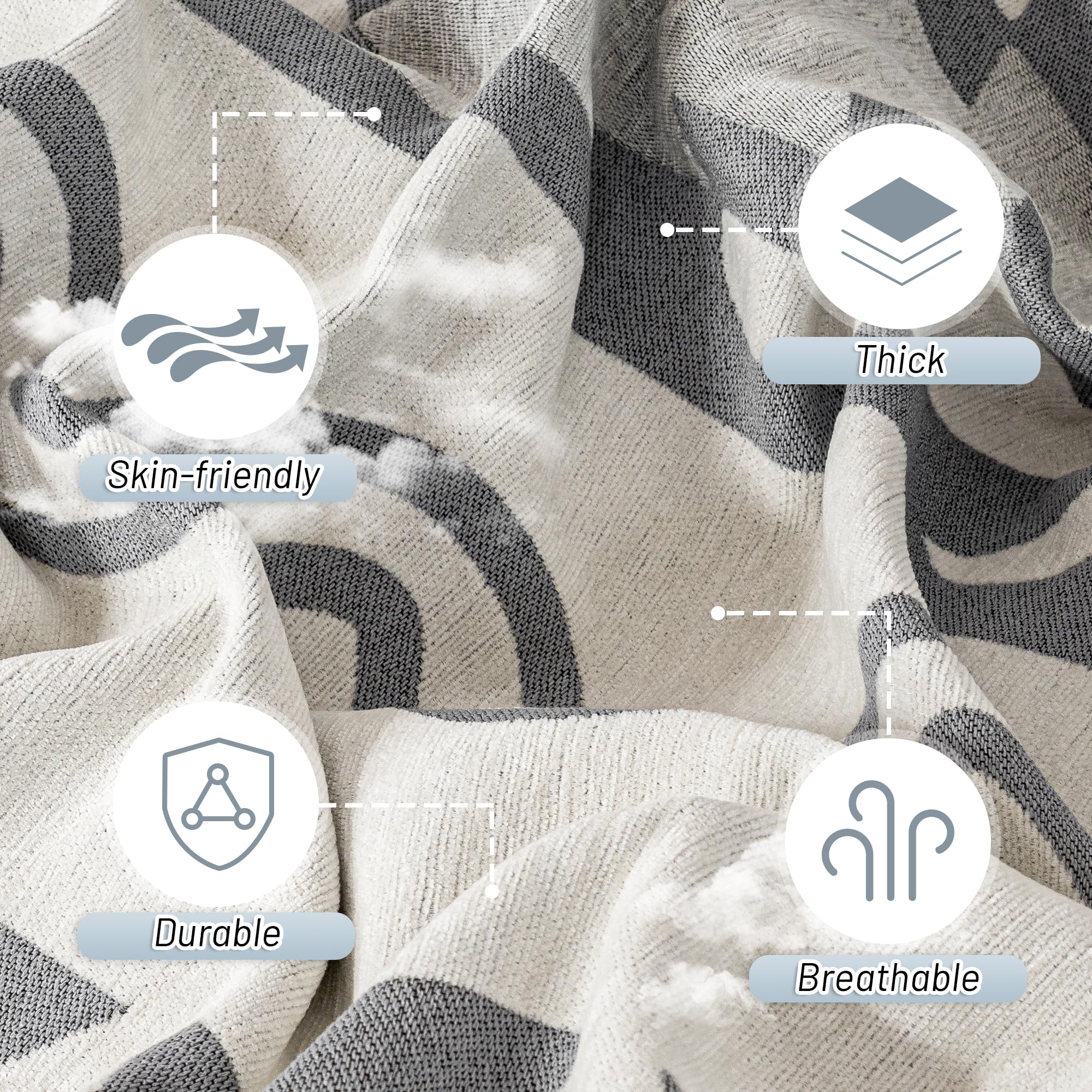 Mysky Home Sectional Couch Cover Grey Boho Geometric Sofa Covers For Sectional Sofa L Shape Chenille Couch Protector For Dogs Pe