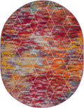Unique Loom Trellis Frieze Collection Area Rug - Geometric (7 10 x 10 Oval, Multi/ Ivory)