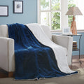 Tache Dark Navy Blue Warm Super Soft Sherpa Winter Night Micro Fleece Throw Blanket