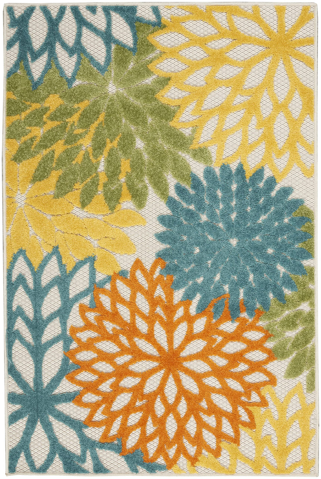 Nourison Aloha Indoor/Outdoor Turquoise/Multicolor 3' X 5' Area Rug, Easy Cleaning, Non Shedding, Bed Room, Living Room, Dining Room, Deck, Backyard, Patio (3X5)