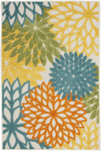 Nourison Aloha Indoor/Outdoor Turquoise/Multicolor 3' X 5' Area Rug, Easy Cleaning, Non Shedding, Bed Room, Living Room, Dining Room, Deck, Backyard, Patio (3X5)