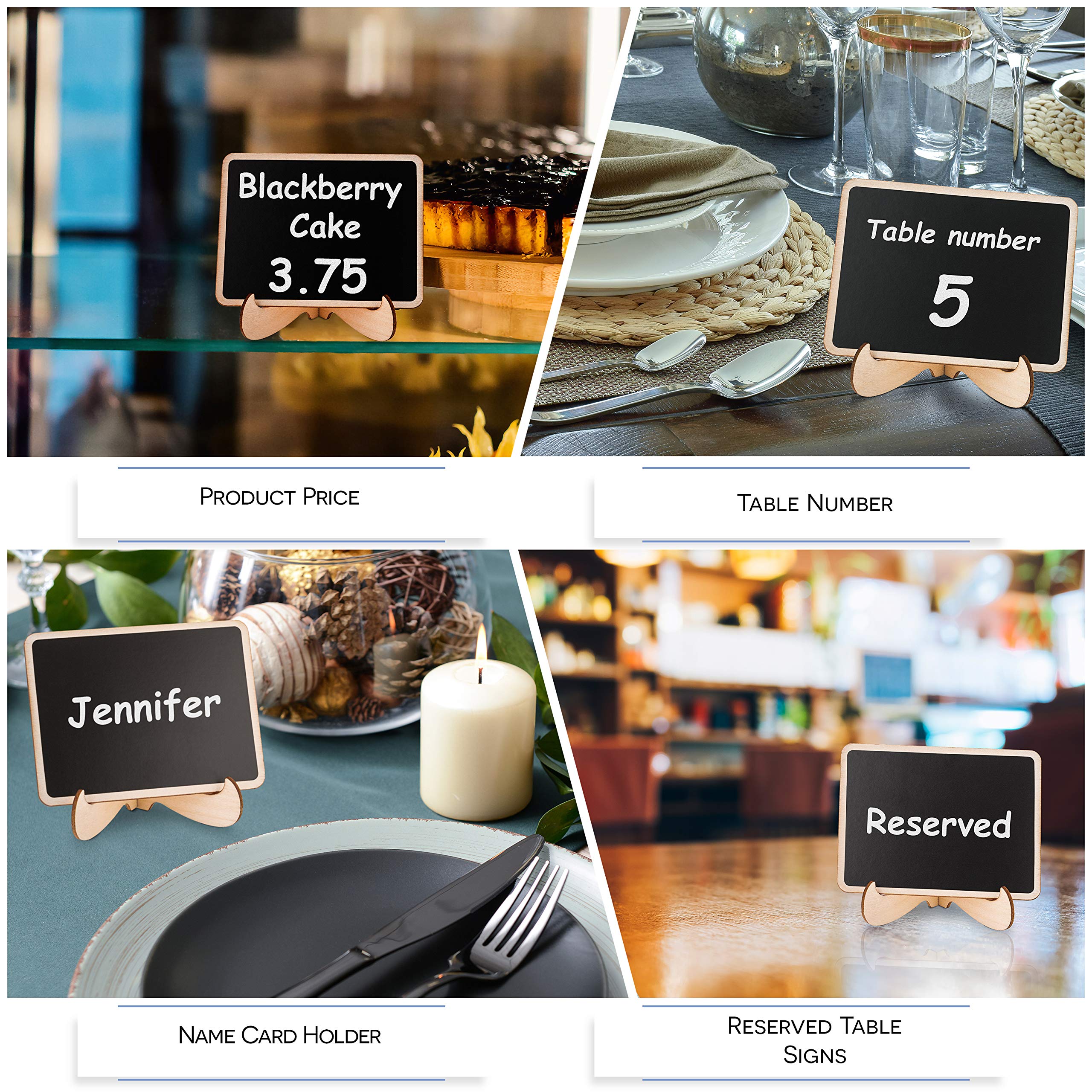 20+1 Pcs Wood Mini Chalkboard Sign With Easel Stand Special Event Decorations, Table Numbers Plants, Weddings Place & Birthday P